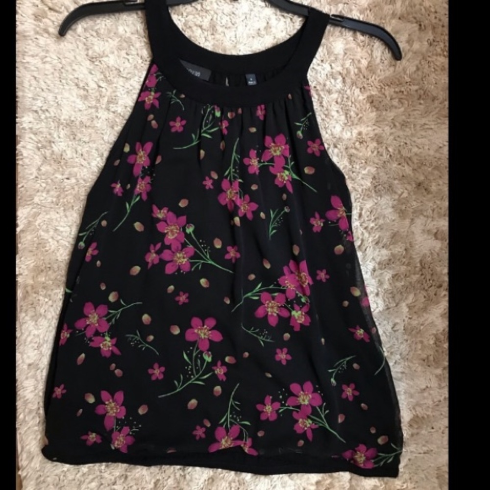 Apt 9 blouse tank top floral black pink Small cami